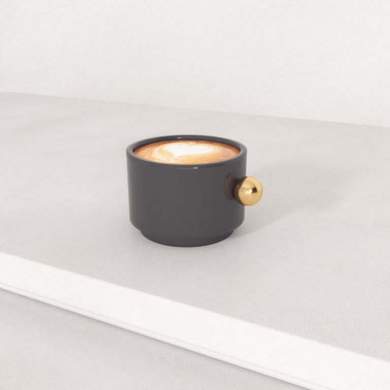 C3D - Xícara com cappuccino - preta